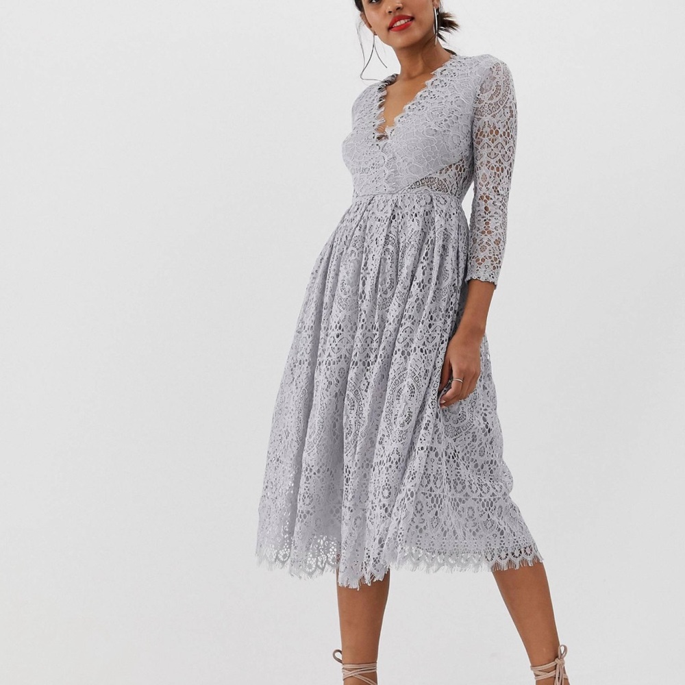 ASOS Design dove gray lace dress - plus size